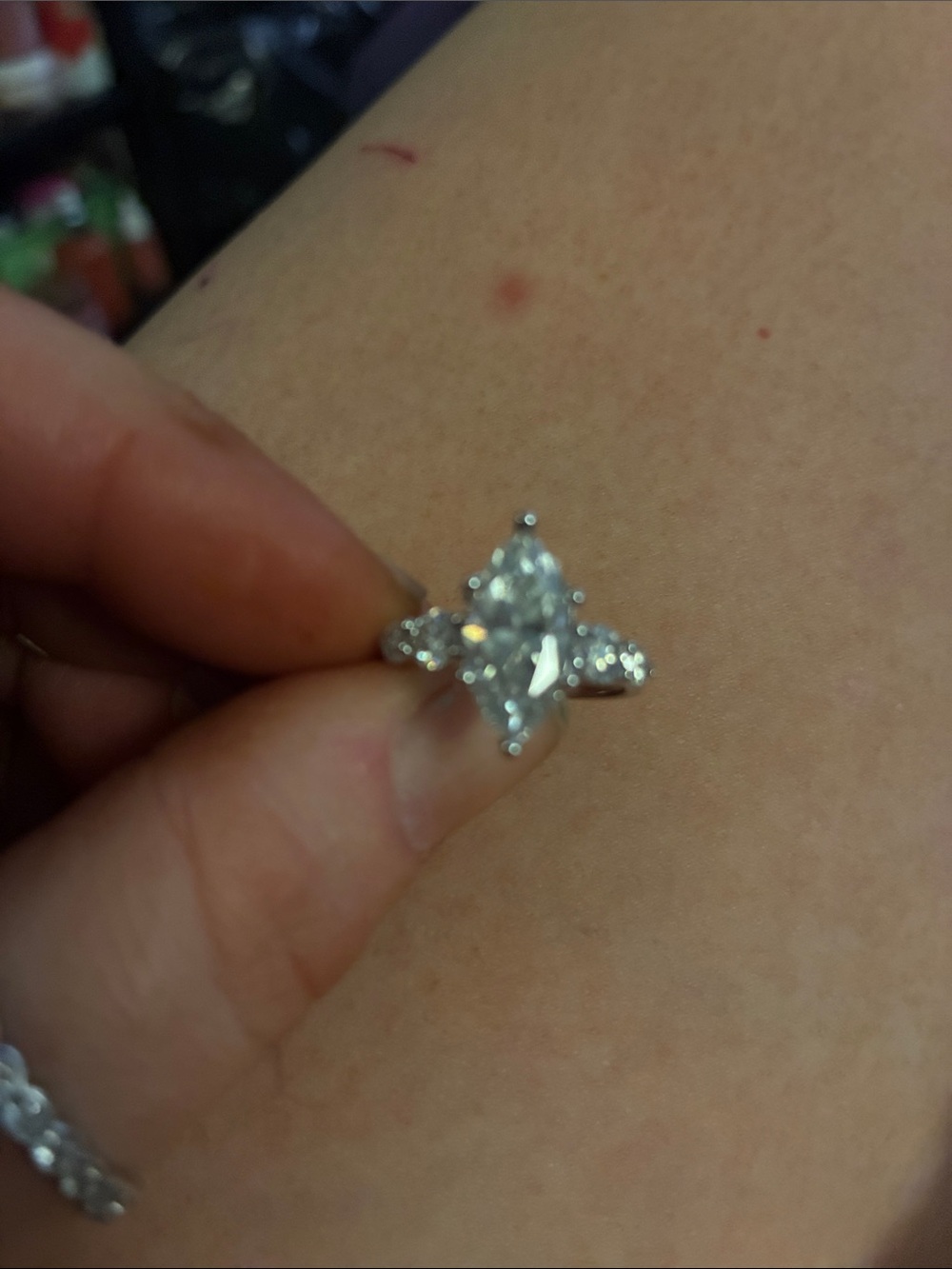 Marquise Cubic Zirconia Solitaire Ring in Silver by Mossianite